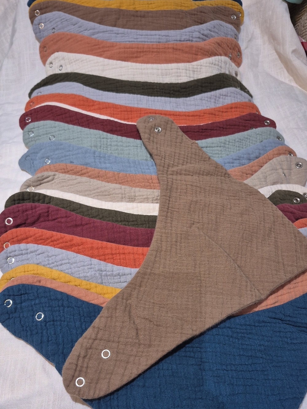 Kids Cotton Muslin Bandana Bibs - Brown 24 Set.